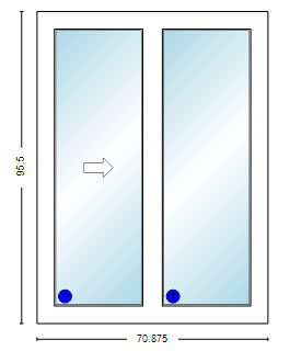 MI V3000 Series 6'0" X 8'0" Vinyl Sliding/Gliding Clear Tempered Dual Pane HP Low-E Argon Glass 2 Panel Setup Patio Door 1615 Grilles/Screen Optional