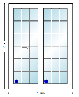 MI V3000 Series 6'0" X 8'0" Vinyl Sliding/Gliding Clear Tempered Dual Pane HP Low-E Argon Glass 2 Panel Setup Patio Door 1615 Grilles/Screen Optional