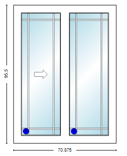 MI V3000 Series 6'0" X 8'0" Vinyl Sliding/Gliding Clear Tempered Dual Pane HP Low-E Argon Glass 2 Panel Setup Patio Door 1615 Grilles/Screen Optional