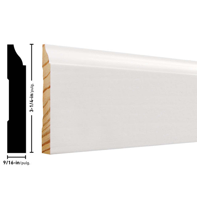 623 (Similar To B8712) 16' Primed Pine (10-Value Pack) Or Primed MDF (6-Value Pack) Colonial Base Molding