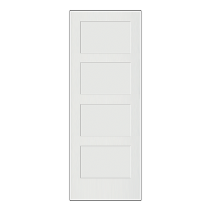 REEB 6'8 X 1-3/8 OR 1-3/4 4 Panel Equal Primed Flat Shaker Sticking Interior Door PR8740