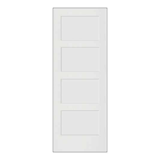 REEB 6'8 X 1-3/8 OR 1-3/4 4 Panel Equal Primed Flat Shaker Sticking Interior Door PR8740