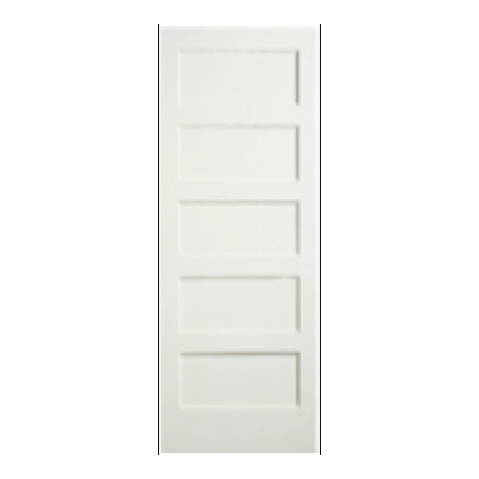REEB 6'8 X 1-3/8 5 Panel Equal Primed Flat Ovolo Sticking Interior Door PR8055