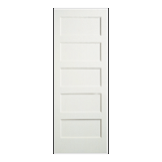 REEB 6'8 X 1-3/8 5 Panel Equal Primed Flat Ovolo Sticking Interior Door PR8055