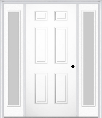 MMI 6 PANEL 3'0" X 6'8" FIBERGLASS SMOOTH EXTERIOR PREHUNG DOOR WITH 2 FULL LITE CLEAR OR PRIVACY/TEXTURED GLASS SIDELIGHTS 21