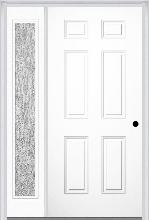 MMI 6 Panel 3'0" X 6'8" Fiberglass Smooth Exterior Prehung Door With 1 Full Lite Clear Or Privacy/Textured Glass Sidelight 21