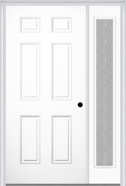 MMI 6 Panel 3'0" X 6'8" Fiberglass Smooth Exterior Prehung Door With 1 Full Lite Clear Or Privacy/Textured Glass Sidelight 21