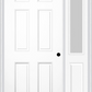 MMI 6 Panel 3'0" X 6'8" Fiberglass Smooth Exterior Prehung Door With 1 Half Lite Clear Or Privacy/Textured Glass Sidelight 21