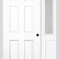 MMI 6 Panel 3'0" X 6'8" Fiberglass Smooth Exterior Prehung Door With 1 Half Lite Clear Or Privacy/Textured Glass Sidelight 21