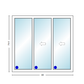 MI V3000 Series 7'2" X 6'8" Vinyl 3 Panel Multi-Slide White Sliding/Gliding Low-E Clear Dual Pane Tempered Glass Knocked Down Patio Door 1618 Grilles Optional