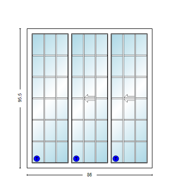 MI V3000 Series 7'2" X 8'0" Vinyl 3 Panel Multi-Slide White Sliding/Gliding HP Low-E Clear Dual Pane Tempered Glass Knocked Down Patio Door 1618 Grilles Optional