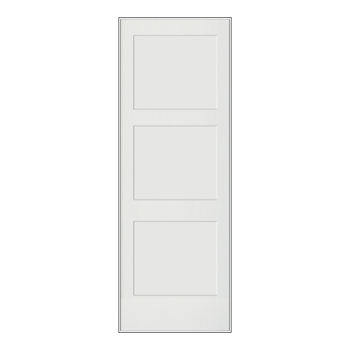 REEB 7'0 X 1-3/8 3 Panel Equal Primed Flat Shaker Sticking Interior Door PR8730