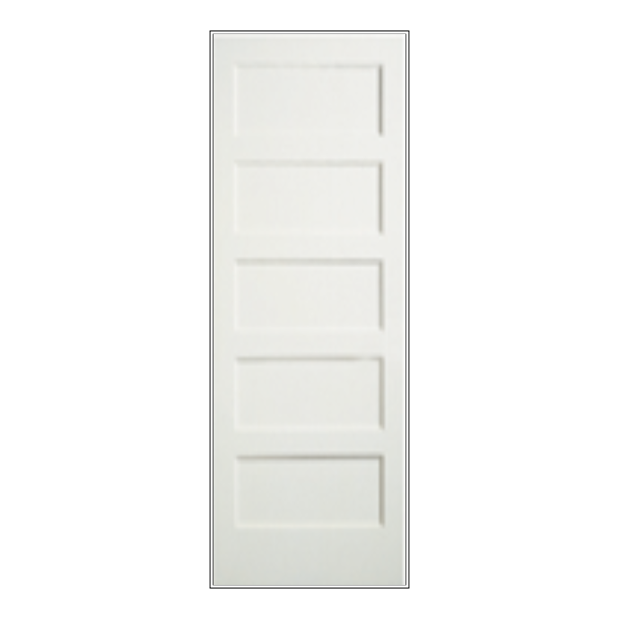 REEB 7'0 X 1-3/8 5 Panel Equal Primed Flat Shaker Sticking Interior Door PR8755