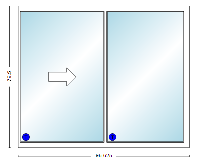 MI V2000 Series 8'0" X 6'8" Vinyl Sliding/Gliding Clear Low-E Argon Tempered Dual Pane Glass 2 Panel Patio Door 910 Colors/Grilles/Screen/Handicapped Sill Options