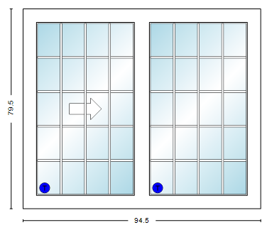 MI V3000 Series 8'0" X 6'8" Vinyl Sliding/Gliding Clear Tempered Dual Pane Low-E Argon Glass 2 Panel Setup Patio Door 1615 Grilles/Screen Optional