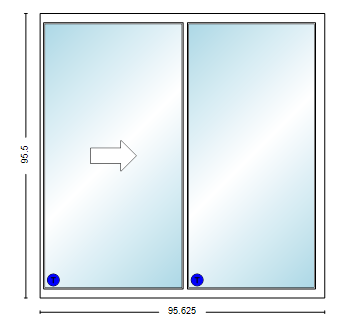 MI V2000 Series 8'0" X 8'0" Vinyl Sliding/Gliding Clear Low-E Argon Tempered Dual Pane Glass 2 Panel Patio Door 910 Colors/Grilles/Screen/Handicapped Sill Options