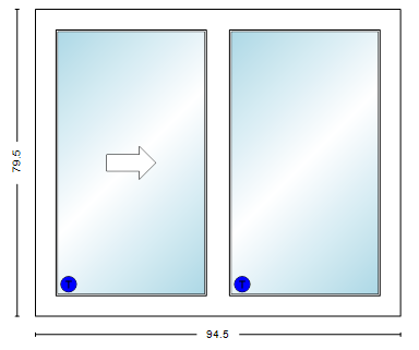MI V3000 Series 8'0" X 6'8" Vinyl Sliding/Gliding Clear Tempered Dual Pane Low-E Argon Glass 2 Panel Setup Patio Door 1615 Grilles/Screen Optional