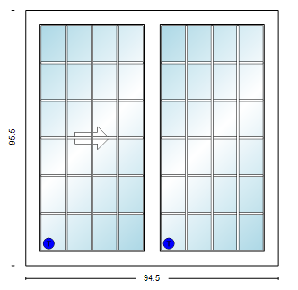 MI V3000 Series 8'0" X 8'0" Vinyl Sliding/Gliding Clear Tempered Dual Pane HP Low-E Argon Glass 2 Panel White Setup Patio Door 1615 Grilles/Screen Optional