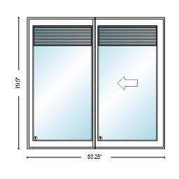 PELLA 83.25" X 79.5" Lifestyle Series Contemporary 2 Panel Hinged Glass With Manual Blinds/Shades Advanced Low-E Insulating Tempered Argon Fill Glass Assembled Sliding/Gliding Patio Door Screen Option