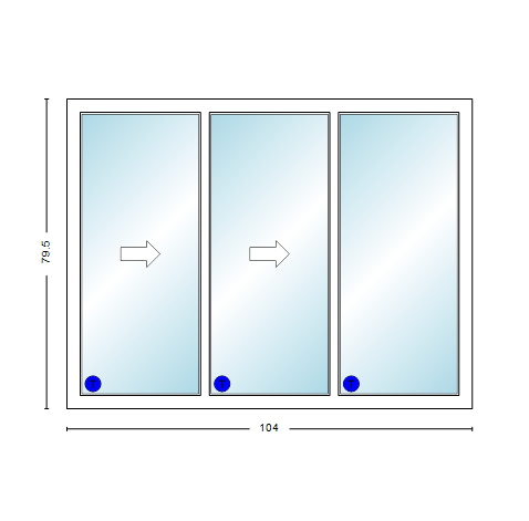 MI V3000 Series 8'8" X 6'8" Vinyl 3 Panel Multi-Slide White Sliding/Gliding Low-E Clear Dual Pane Tempered Glass Knocked Down Patio Door 1618 Grilles Optional