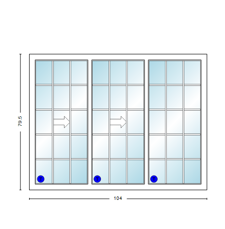 MI V3000 Series 8'8" X 6'8" Vinyl 3 Panel Multi-Slide White Sliding/Gliding Low-E Clear Dual Pane Tempered Glass Knocked Down Patio Door 1618 Grilles Optional