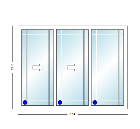 MI V3000 Series 8'8" X 6'8" Vinyl 3 Panel Multi-Slide White Sliding/Gliding Low-E Clear Dual Pane Tempered Glass Knocked Down Patio Door 1618 Grilles Optional