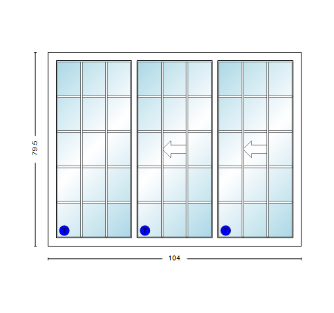 MI V3000 Series 8'8" X 6'8" Vinyl 3 Panel Multi-Slide White Sliding/Gliding Low-E Clear Dual Pane Tempered Glass Knocked Down Patio Door 1618 Grilles Optional