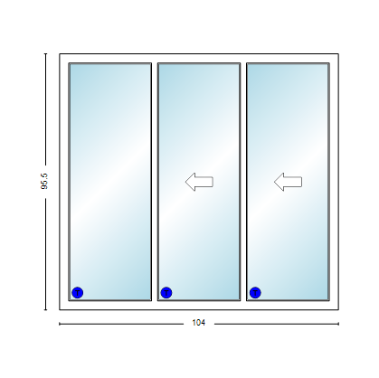 MI V3000 Series 8'8" X 8'0" Vinyl 3 Panel Multi-Slide White Sliding/Gliding HP Low-E Clear Dual Pane Tempered Glass Knocked Down Patio Door 1618 Grilles Optional