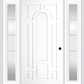 MMI 8 Panel Center Arch 3'0" X 6'8" Fiberglass Smooth Exterior Prehung Door With 2 Full Lite SDL Grilles Glass Sidelights 630