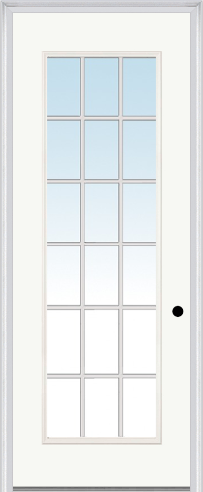 MMI FULL LITE 3'0" X 8'0" FIBERGLASS SMOOTH CLEAR GLASS EXTERNAL GRILLES FINGER JOINTED PRIMED EXTERIOR PREHUNG DOOR 61