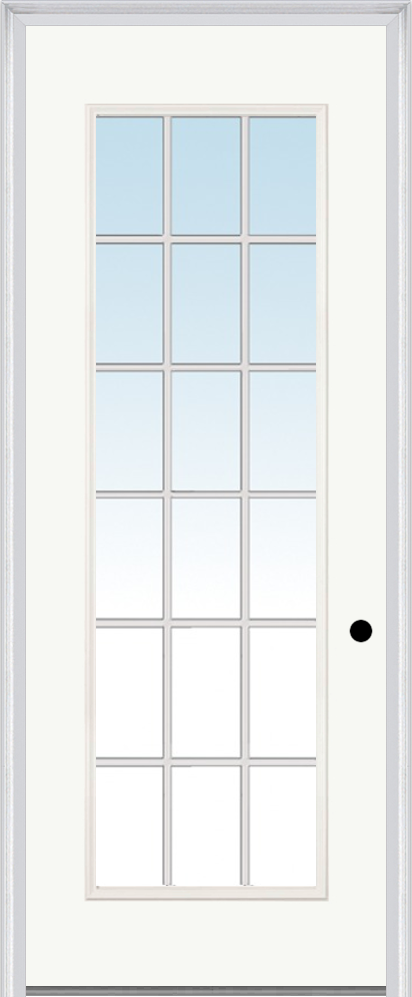 MMI Full Lite 3'0" X 8'0" Fiberglass Smooth Clear Glass External Grilles Finger Jointed Primed Exterior Prehung Door 61