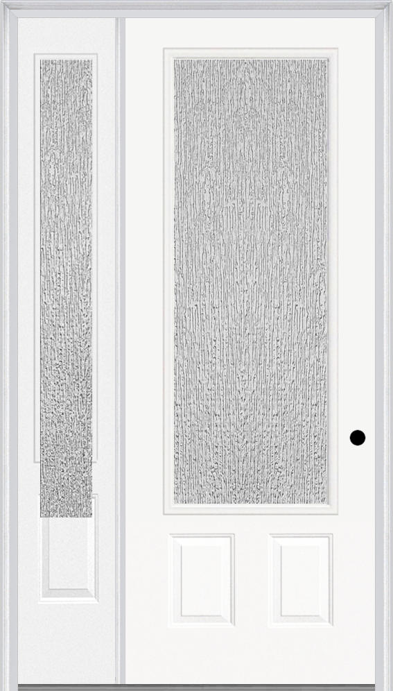 MMI 3/4 Lite 2 Panel 3'0" X 8'0" Fiberglass Smooth Textured/Privacy Glass Exterior Prehung Door With 1 3/4 Lite 14 Inches Sidelight 607
