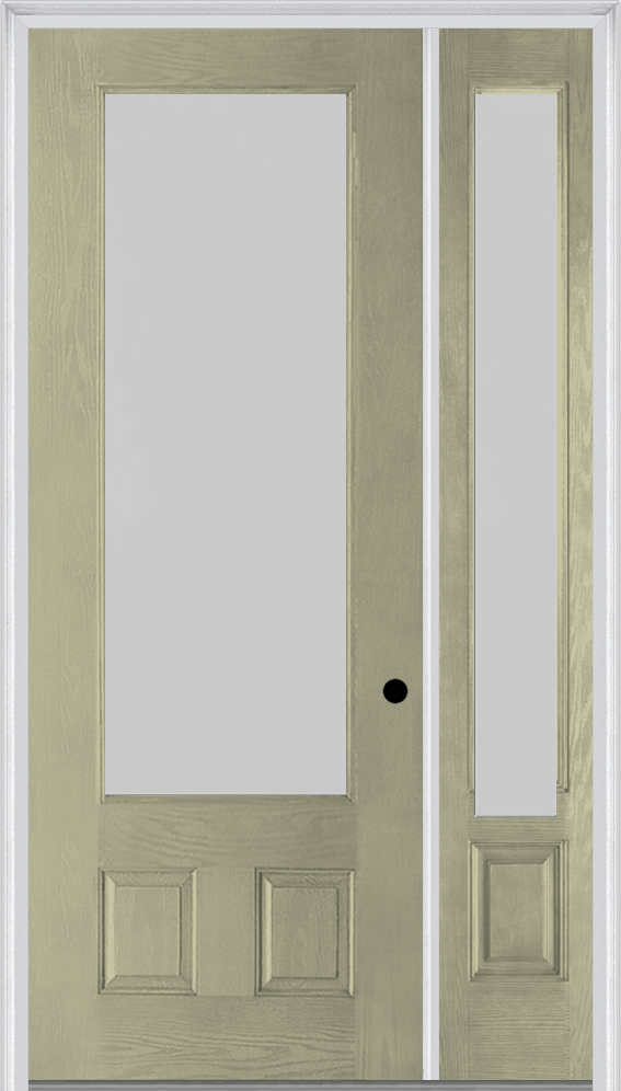 MMI 3/4 Lite 2 Panel 3'0" X 8'0" Fiberglass Oak Textured/Privacy Glass Exterior Prehung Door With 1 3/4 Lite 14 Inches Sidelight 759