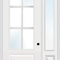 MMI 3/4 Lite 1 Panel Direct Glazed 3'0" X 8'0" Fiberglass Smooth Pro Clear Glass Exterior Prehung Door With 1 3/4 Lite 14 Inches Sidelight 608