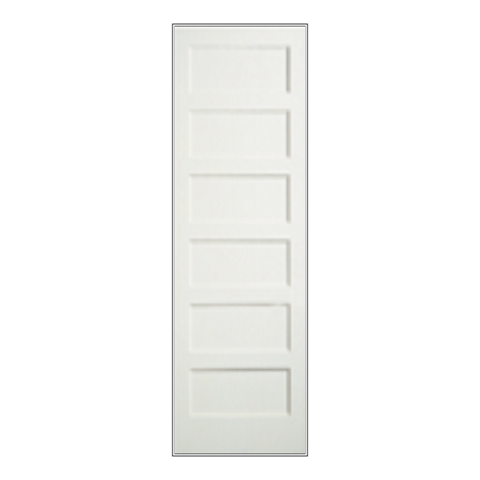 REEB 8'0 X 1-3/8 6 Panel Equal Primed Flat Shaker Sticking Interior Door PR8755