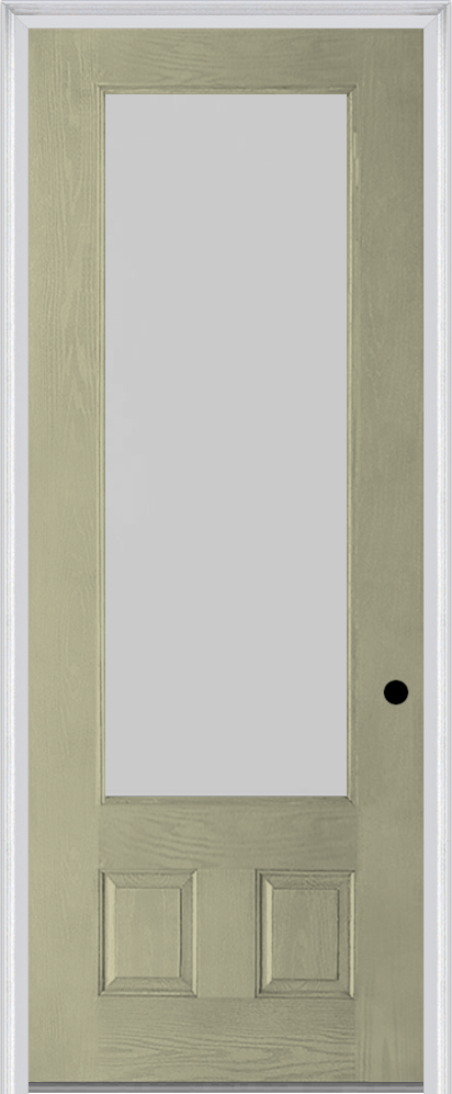 MMI 3/4 Lite 2 Panel 3'0" X 8'0" Fiberglass Oak Textured/Privacy Glass Finger Jointed Primed Exterior Prehung Door