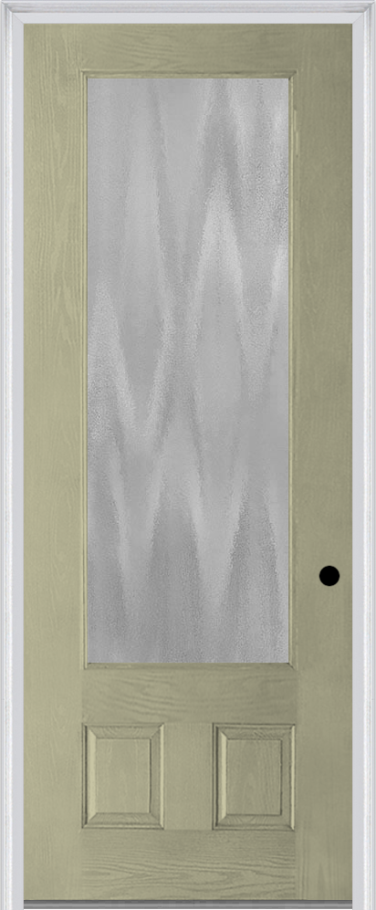 MMI 3/4 Lite 2 Panel 3'0" X 8'0" Fiberglass Oak Textured/Privacy Glass Finger Jointed Primed Exterior Prehung Door