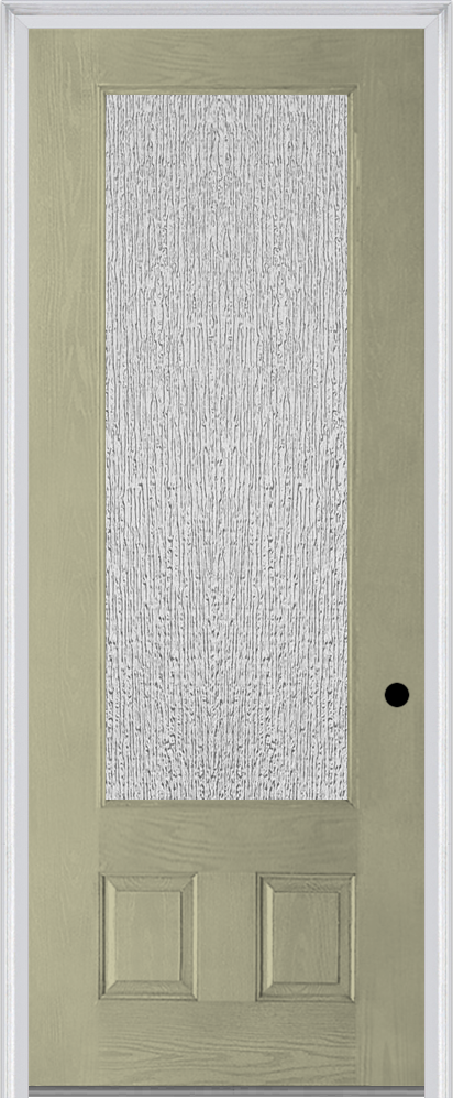 MMI 3/4 Lite 2 Panel 3'0" X 8'0" Fiberglass Oak Textured/Privacy Glass Finger Jointed Primed Exterior Prehung Door