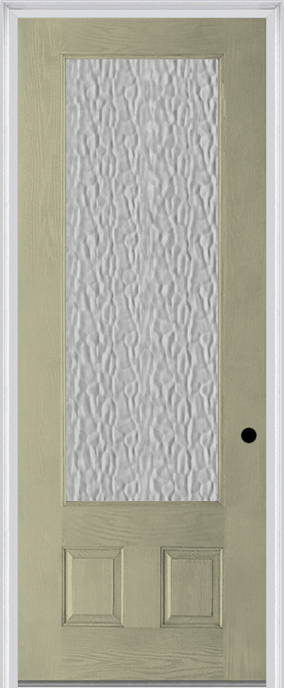 MMI 3/4 Lite 2 Panel 3'0" X 8'0" Fiberglass Oak Textured/Privacy Glass Finger Jointed Primed Exterior Prehung Door