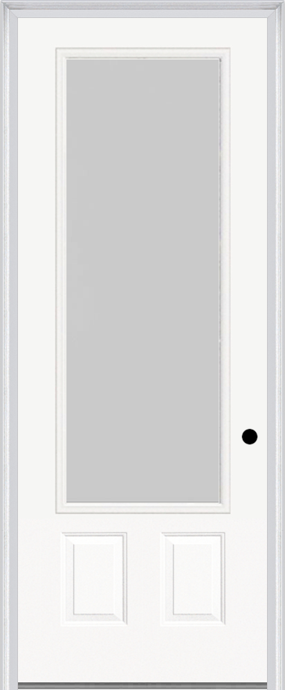 MMI 3/4 Lite 2 Panel 3'0" X 8'0" Fiberglass Smooth Textured/Privacy Glass Finger Jointed Primed Exterior Prehung Door 759