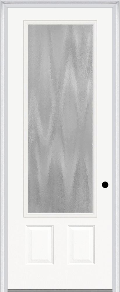 MMI 3/4 Lite 2 Panel 3'0" X 8'0" Fiberglass Smooth Textured/Privacy Glass Finger Jointed Primed Exterior Prehung Door 759