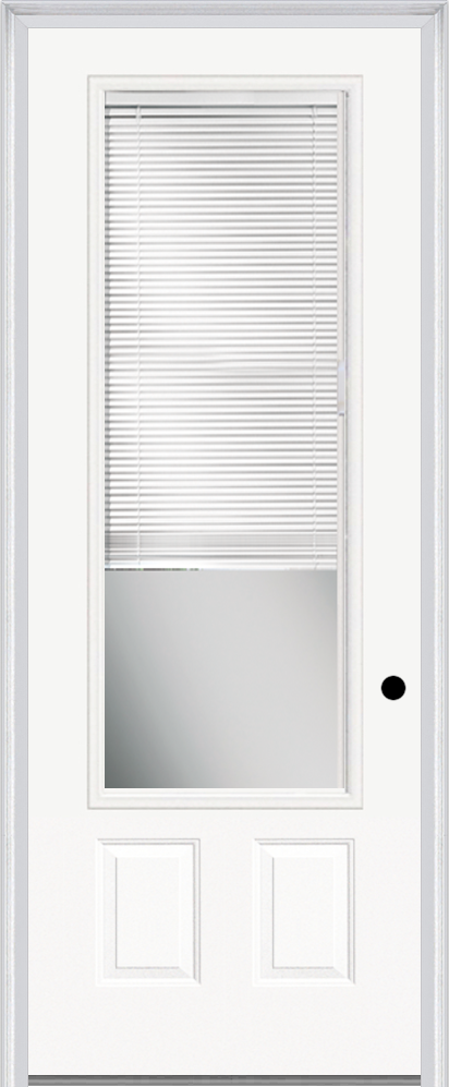 MMI 3/4 Lite 2 Panel 3'0" X 8'0" Raise/Lower Blinds Fiberglass Smooth Clear Glass Finger Jointed Primed Exterior Prehung Door 759 RLB