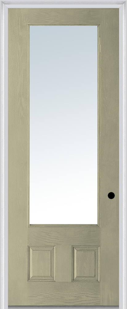MMI 3/4 Lite 2 Panel 3'0" X 8'0" Fiberglass Oak Clear Glass Finger Jointed Primed Exterior Prehung Door 147