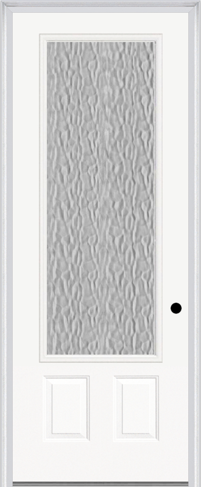 MMI 3/4 Lite 2 Panel 3'0" X 8'0" Fiberglass Smooth Textured/Privacy Glass Finger Jointed Primed Exterior Prehung Door 759