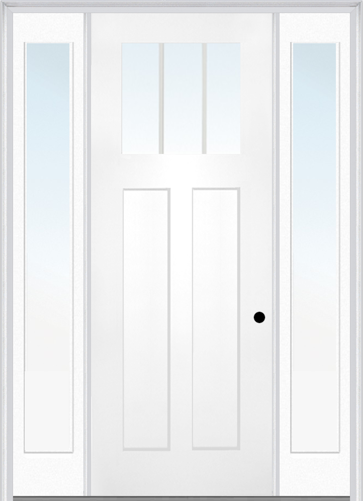 MMI Craftsman 2 Panel Shaker Direct Glazed 3'0" X 8'0" Fiberglass Smooth Pro Clear Low-E Glass Exterior Prehung Door With 2 Full Lite Low-E 12 Inches Sidelights 868