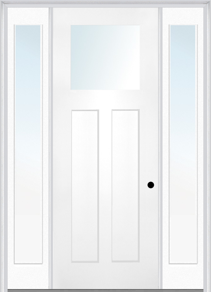 MMI Craftsman 2 Panel Shaker Direct Glazed 3'0" X 8'0" Fiberglass Smooth Pro Clear Low-E Glass Exterior Prehung Door With 2 Full Lite Low-E 12 Inches Sidelights 868