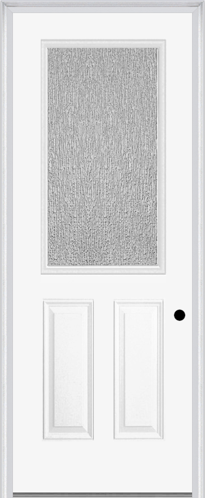 MMI 1/2 Lite 2 Panel 3'0" X 8'0" Fiberglass Smooth Textured/Privacy Glass Finger Jointed Primed Exterior Prehung Door 906