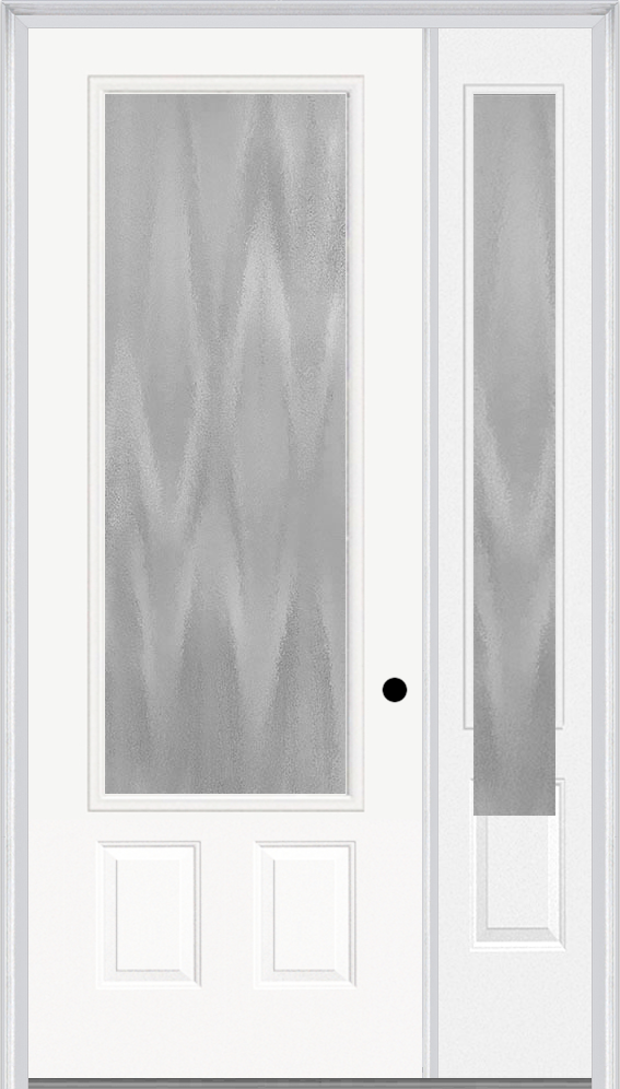 MMI 3/4 Lite 2 Panel 3'0" X 8'0" Fiberglass Smooth Textured/Privacy Glass Exterior Prehung Door With 1 3/4 Lite 14 Inches Sidelight 607