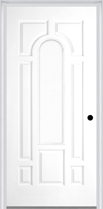 MMI 8 Panel Center Arch 3'0" X 6'8" Fiberglass Smooth Exterior Prehung Door 630