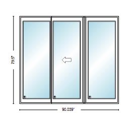 PELLA Lifestyle Series Contemporary 3 Panel OXO 90" X 79.5" Advanced Low-E Insulating Tempered Argon Fill Glass Assembled Sliding/Gliding Patio Door Grilles/Screen Options